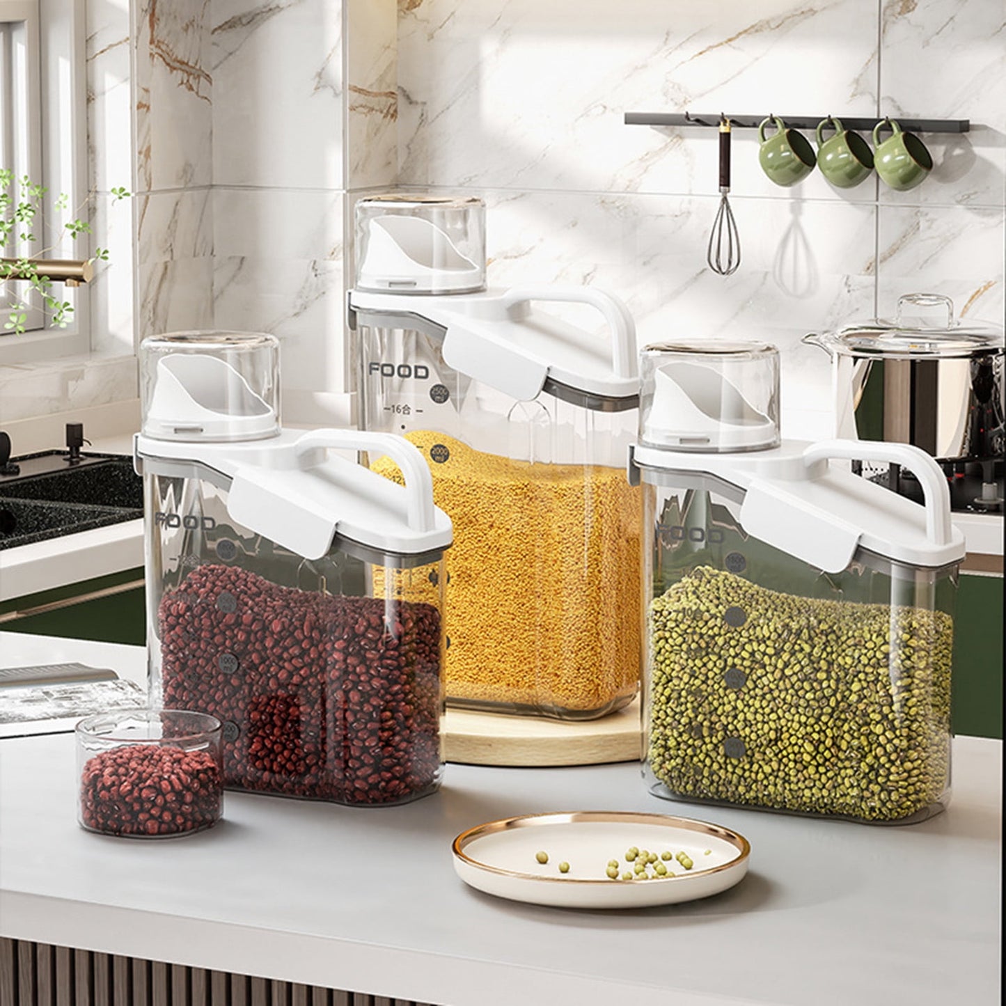 Cheers.US 2000ml/2800ml Airtight Cereal Container Rice Dry Grain Dispenser Thicken Rice Cylinder Clear Food V1189-WXFWAL-20260319-00167