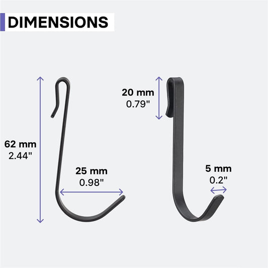 Tutuviw 20 Pcs 2.4in Long J-Hook for Wire Shelving, Wire Rack Hook, Stainless Steel Hanger Clip-on Hooks, V1189-WXFWAL-20260319-00185