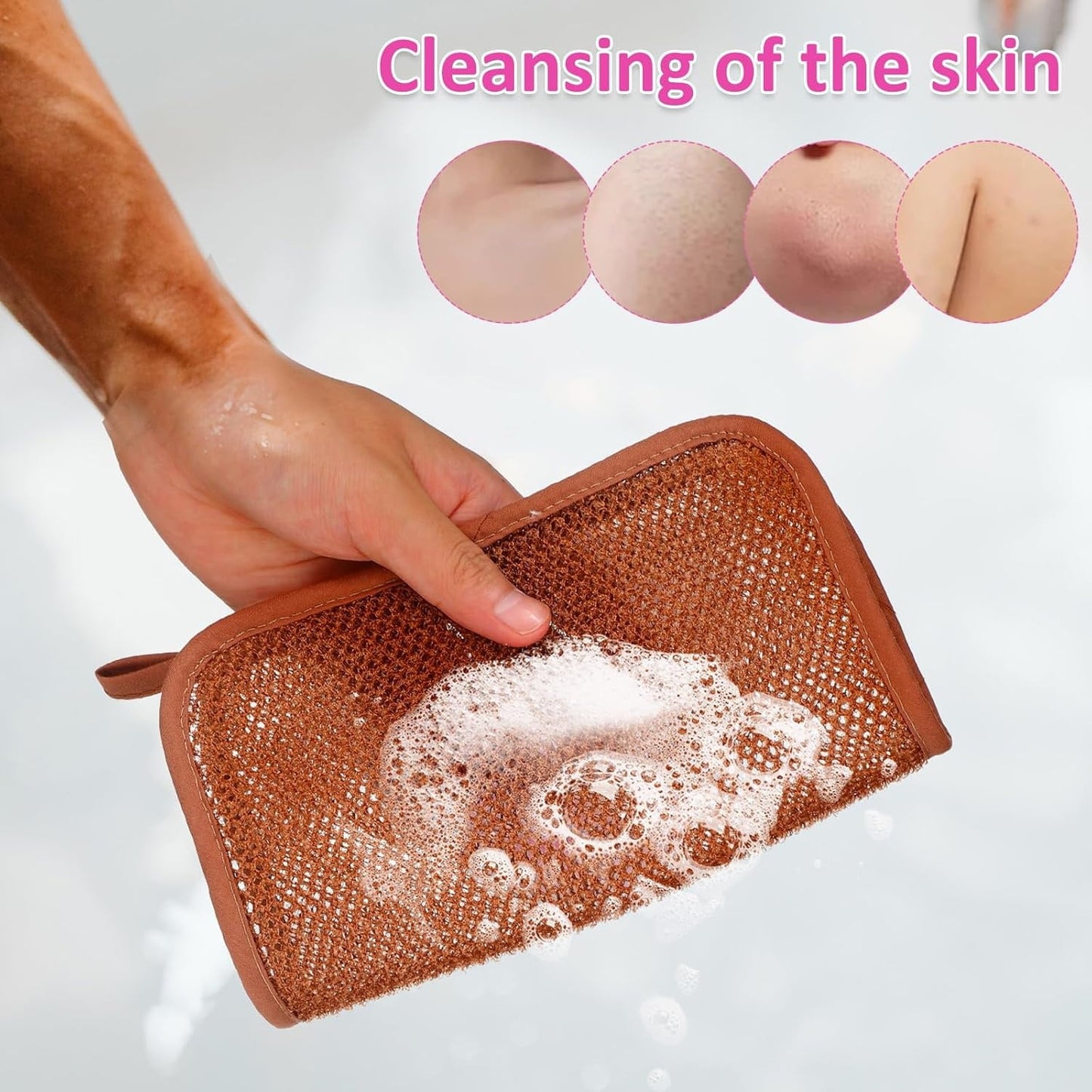 Exfoliating Washcloths,African Exfoliating Net,Reusable African Net Sponge,8.7x10.2In Beige Mutilfunction V1189-WXFWAL-20260319-00189