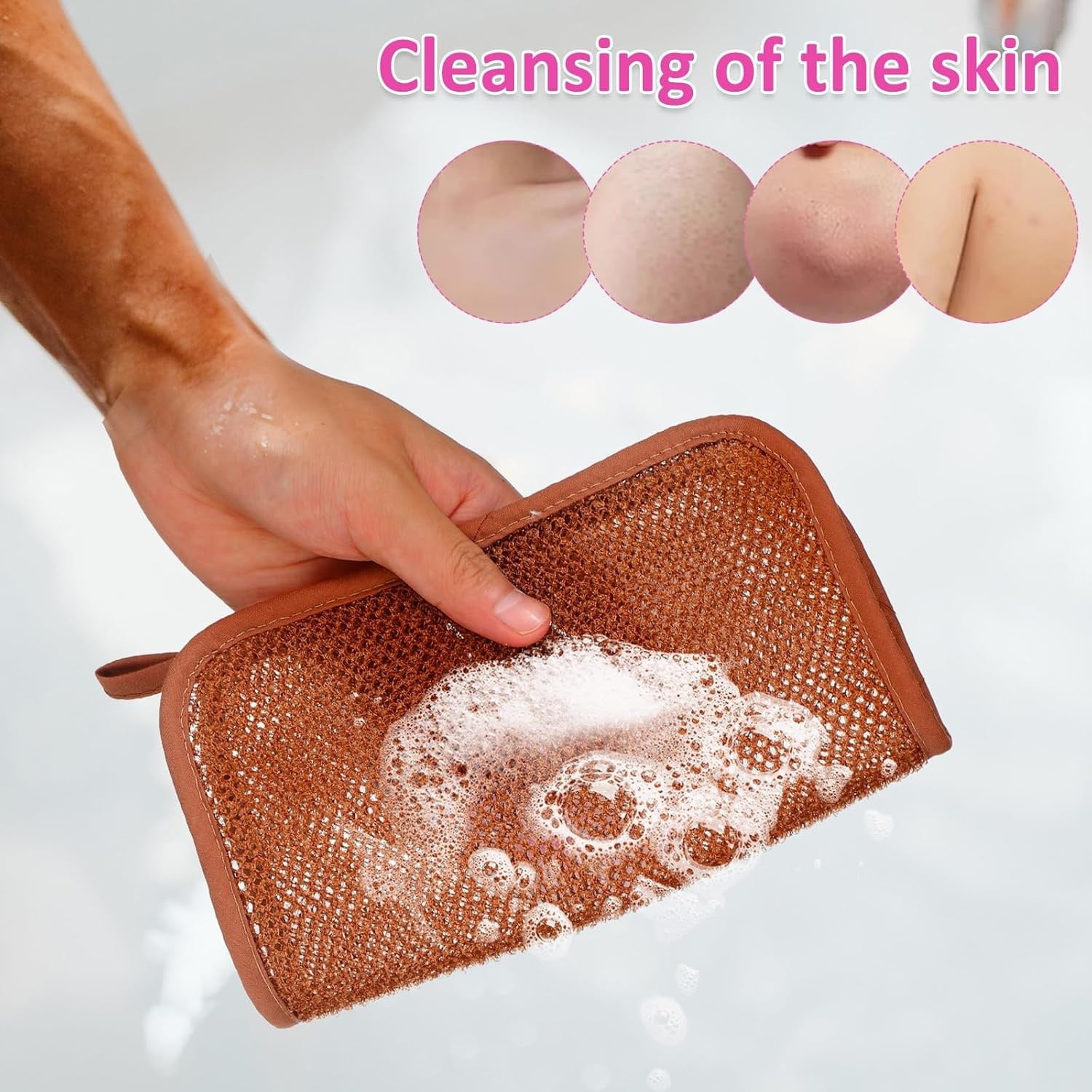 Exfoliating Washcloths,African Exfoliating Net,Reusable African Net Sponge,8.7x10.2In Beige Mutilfunction V1189-WXFWAL-20260319-00189