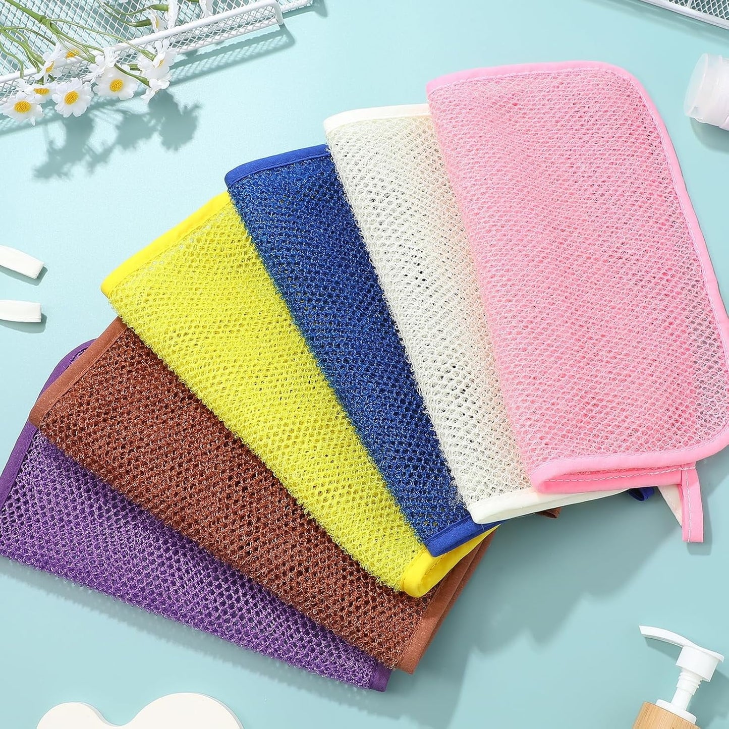Exfoliating Washcloths,African Exfoliating Net,Reusable African Net Sponge,8.7x10.2In Beige Mutilfunction V1189-WXFWAL-20260319-00189