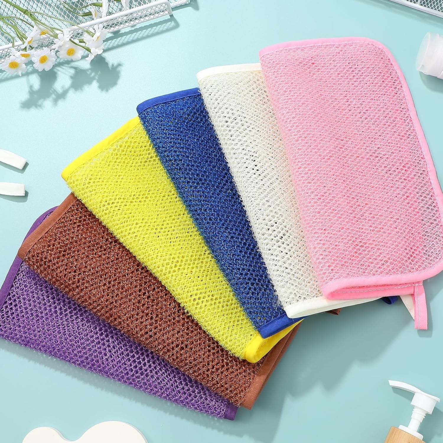 Exfoliating Washcloths,African Exfoliating Net,Reusable African Net Sponge,8.7x10.2In Beige Mutilfunction V1189-WXFWAL-20260319-00189