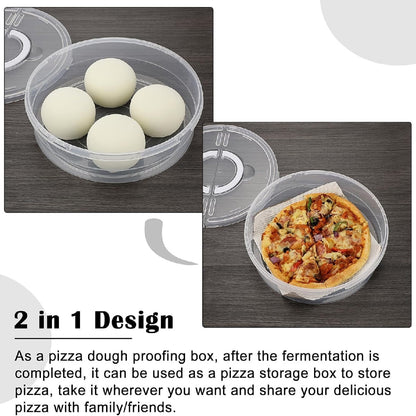 2 Compartments Pizza Storage Container,11.8X3.4In Round Pie Carrier with Lid and Handle,Clear Reusable Pizza V1189-WXFWAL-20260319-00190