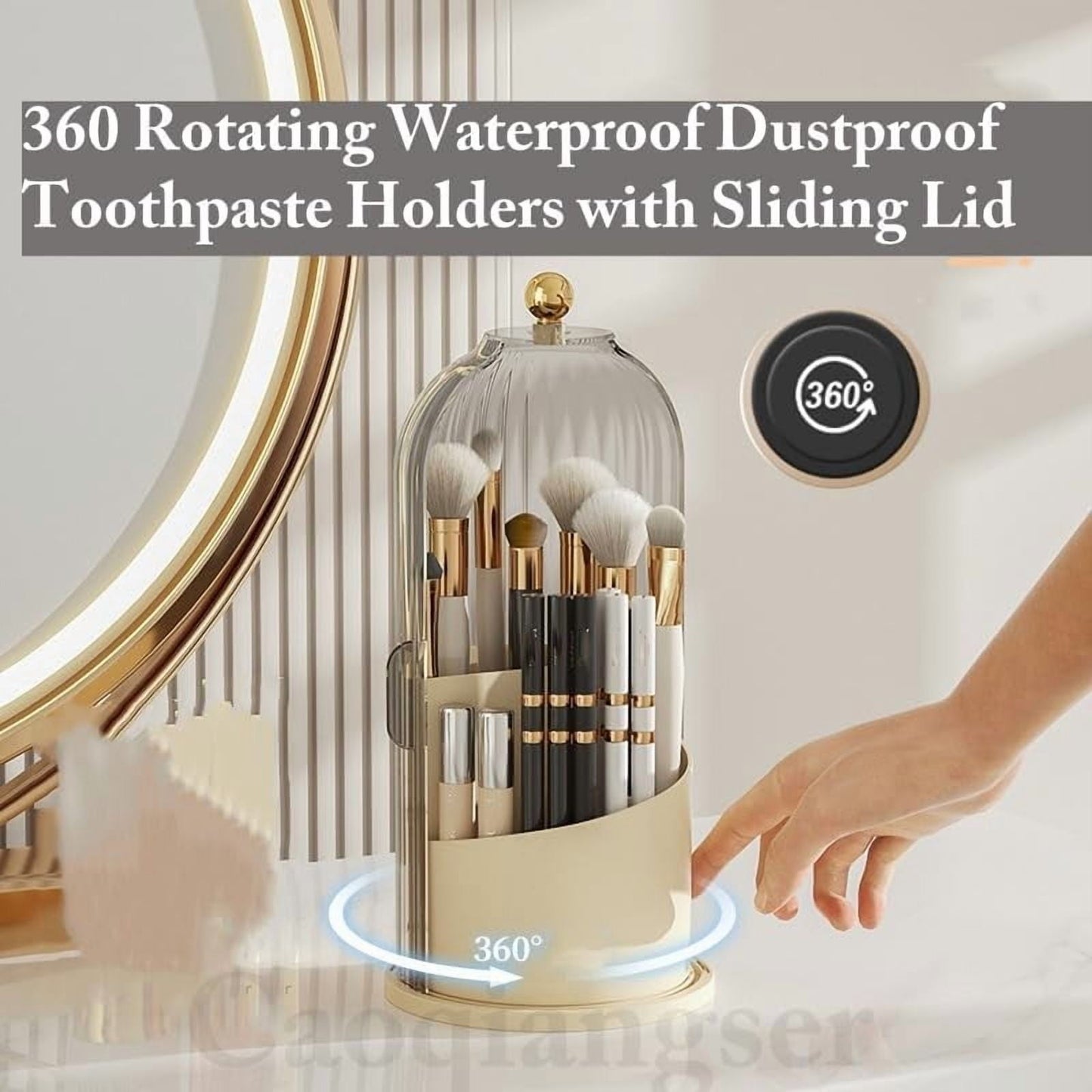 Concealed Toothbrush Holder,Toothbrush Holders for Bathrooms,360 Rotating Waterproof Dustproof Toothpaste V1189-WXFWAL-20260319-00192