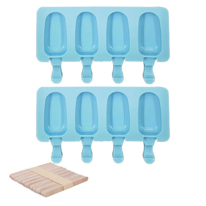 Set of 2 Silicone Ice Cream Molds,8.4x4.9In Reusable Ice Pop Molds with 100Pcs Wooden Sticks,Easy Release Ice V1189-WXFWAL-20260319-00195