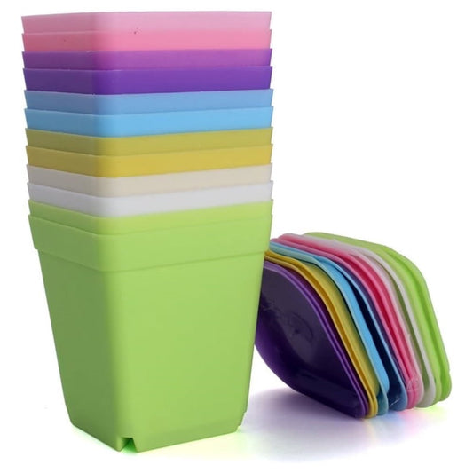 3 Inch Seedling Nursery Pots with Pallet,Colorful Flower Pots,Square Plastic Plant Pots,Succulent Planter V1189-WXFWAL-20260319-00238