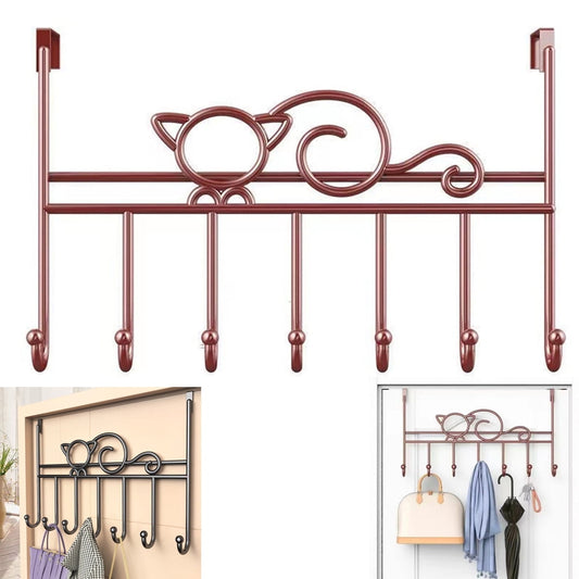 Tutuviw Over the Door Hook,Cat Design Wall Hooks Over Door Hook with 7 Hooks for Back of Bedroom Bathroom V1189-WXFWAL-20260319-00242