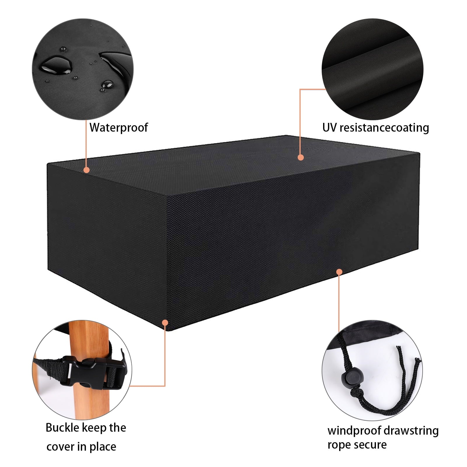 Rectangular Patio Table Cover Heavy Duty Waterproof Outdoor Furniture Set Cover 47" x 47" x 29" V1189-WXFWAL-20260319-00252