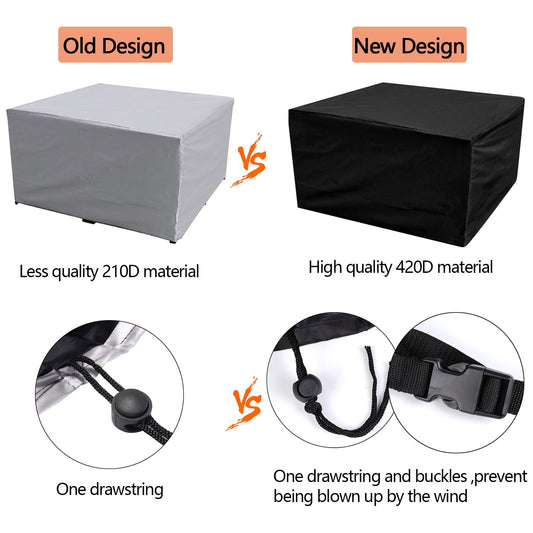 Rectangular Patio Table Cover Heavy Duty Waterproof Outdoor Furniture Set Cover 50" x 50" x 29" V1189-WXFWAL-20260319-00253