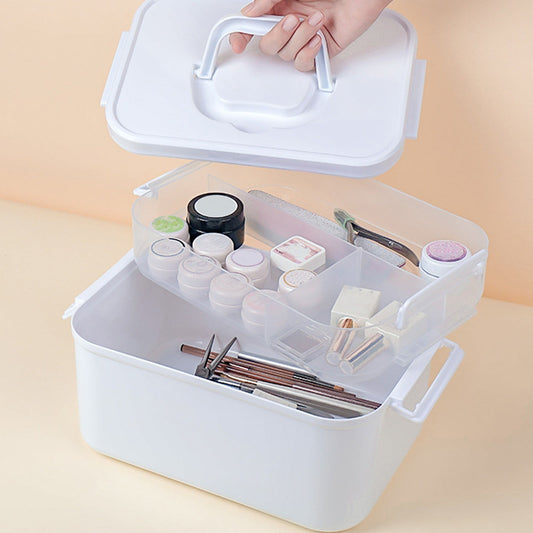 Portable Nail Polish Carrying Box, Plastic Storage Bins with Removable Tray and Lids, Crafts Organizers and V1189-WXFWAL-20260319-00267