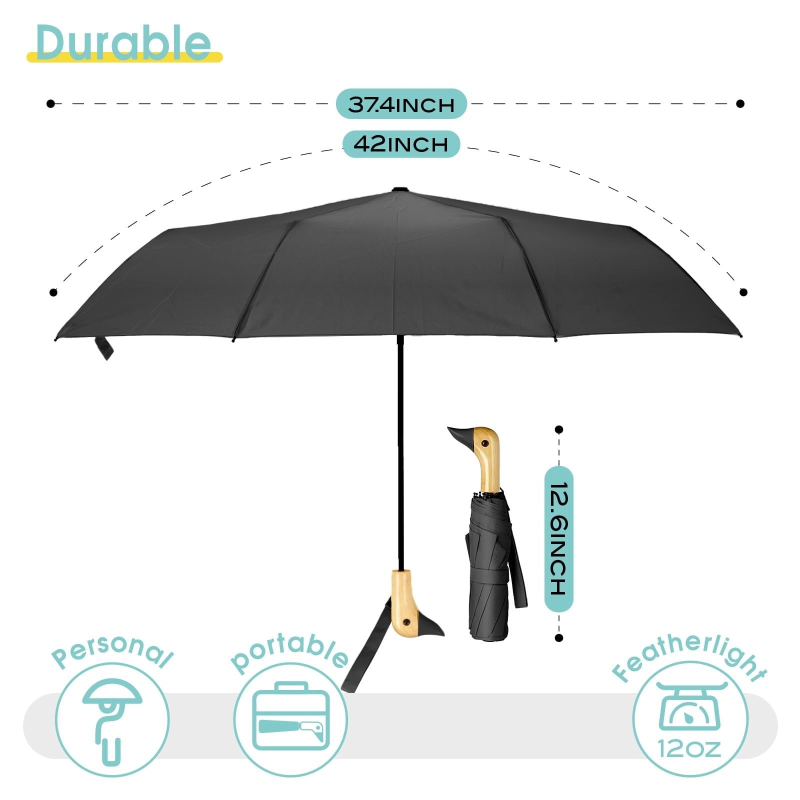 Duck Umbrella - Cute Duck Umbrella with Adorable Duck Handle, The Perfect Duck Umbrella for Duck Lovers One V1189-WXFWAL-20260319-00284