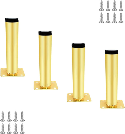 4pcs Gold Adjustable Furniture Legs, 4 Inch / 100mm Gold Metal Support Feet Heavy Duty Replacement Legs for V1189-WXFWAL-20260319-00288
