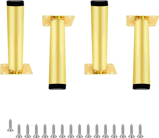 4pcs Gold Adjustable Furniture Legs, 4 Inch / 100mm Gold Metal Support Feet Heavy Duty Replacement Legs for V1189-WXFWAL-20260319-00288