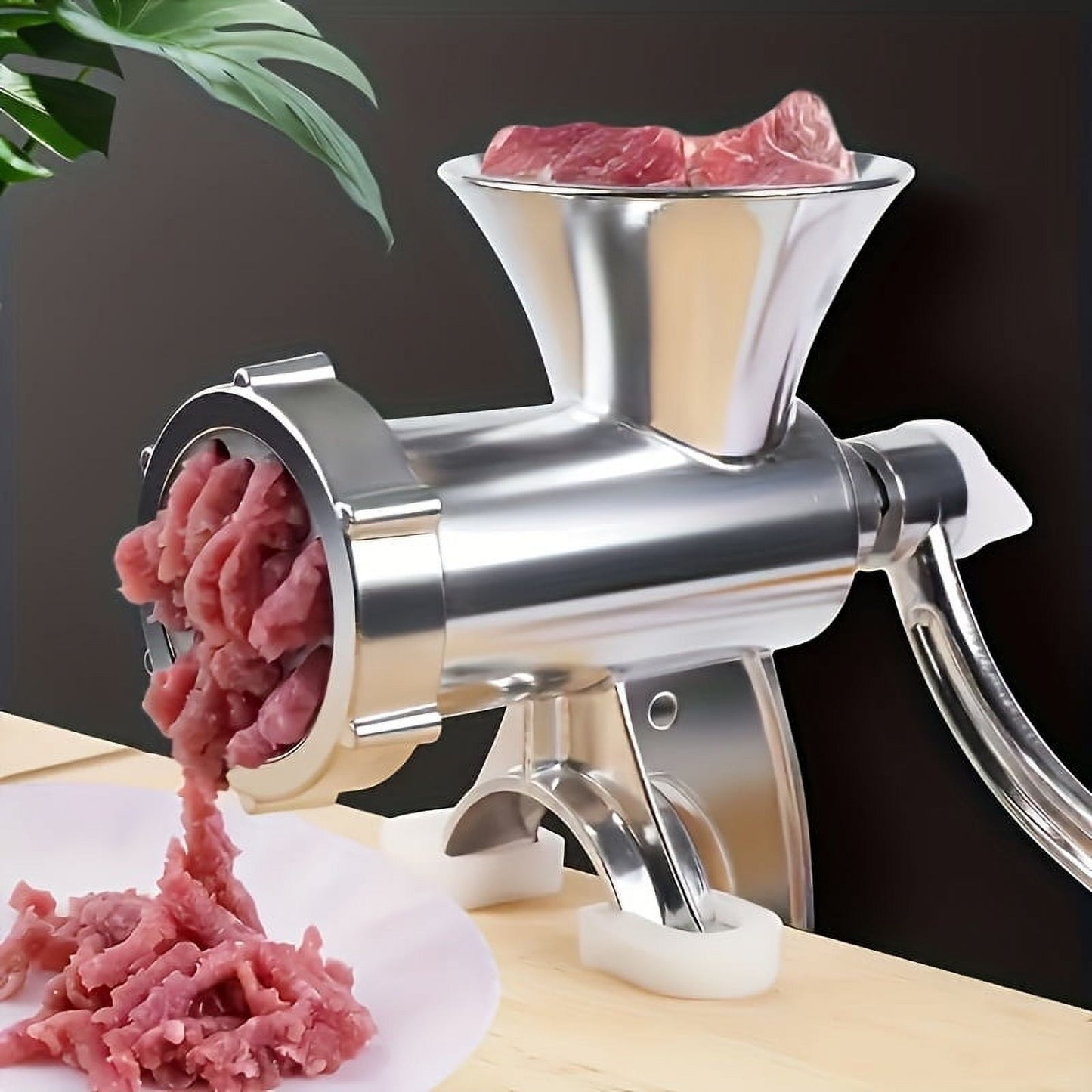 Stainless Steel Manual Meat Grinder With Tabletop Clamp - Heavy Duty Sausage Maker & Vegetable Crusher, V1189-WXFWAL-20260319-00289