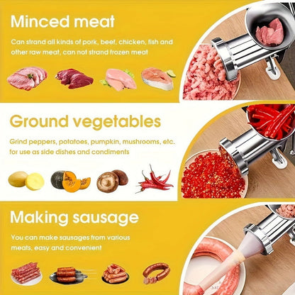 Stainless Steel Manual Meat Grinder With Tabletop Clamp - Heavy Duty Sausage Maker & Vegetable Crusher, V1189-WXFWAL-20260319-00289