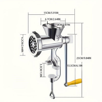 Stainless Steel Manual Meat Grinder With Tabletop Clamp - Heavy Duty Sausage Maker & Vegetable Crusher, V1189-WXFWAL-20260319-00289