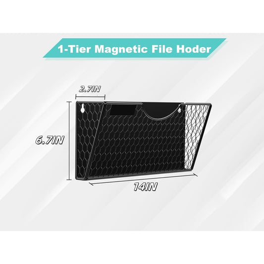 Black Magnetic File Holder,File Pocket Mail Organizer,Office Hanging Magazine Rack for Cabinets,14x6.7x2.7In V1189-WXFWAL-20260319-00291