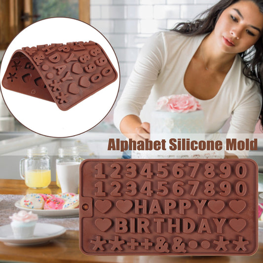 Mini Silicone Molds, Number Molds, Happy Birthday Mold for Baking Biscuits, Cookie, Candy, Chocolate 1-Brown V1189-WXFWAL-20260319-00299