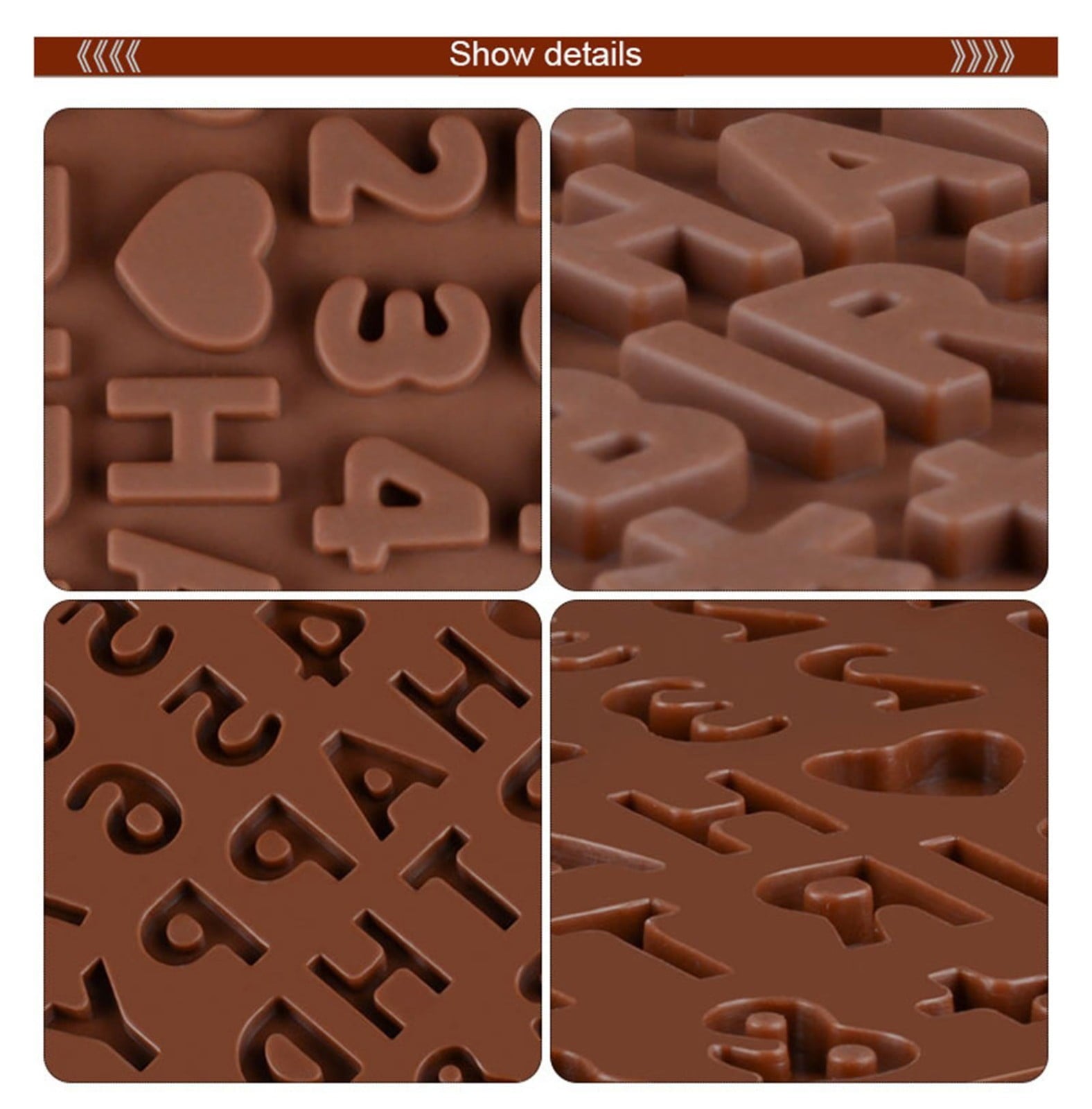 Mini Silicone Molds, Number Molds, Happy Birthday Mold for Baking Biscuits, Cookie, Candy, Chocolate 1-Brown V1189-WXFWAL-20260319-00299