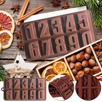 Mini Silicone Molds, Number Molds, Happy Birthday Mold for Baking Biscuits, Cookie, Candy, Chocolate 2-Brown V1189-WXFWAL-20260319-00300