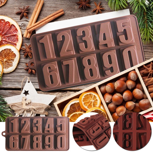 Mini Silicone Molds, Number Molds, Happy Birthday Mold for Baking Biscuits, Cookie, Candy, Chocolate 2-Brown V1189-WXFWAL-20260319-00300