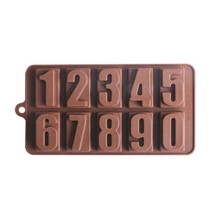 Mini Silicone Molds, Number Molds, Happy Birthday Mold for Baking Biscuits, Cookie, Candy, Chocolate 2-Brown V1189-WXFWAL-20260319-00300