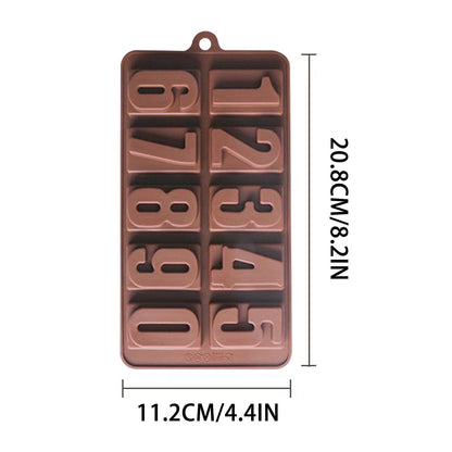 Mini Silicone Molds, Number Molds, Happy Birthday Mold for Baking Biscuits, Cookie, Candy, Chocolate 2-Brown V1189-WXFWAL-20260319-00300