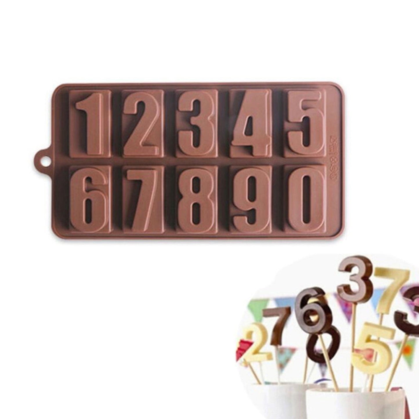 Mini Silicone Molds, Number Molds, Happy Birthday Mold for Baking Biscuits, Cookie, Candy, Chocolate 2-Brown V1189-WXFWAL-20260319-00300