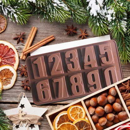 Mini Silicone Molds, Number Molds, Happy Birthday Mold for Baking Biscuits, Cookie, Candy, Chocolate 2-Brown V1189-WXFWAL-20260319-00300