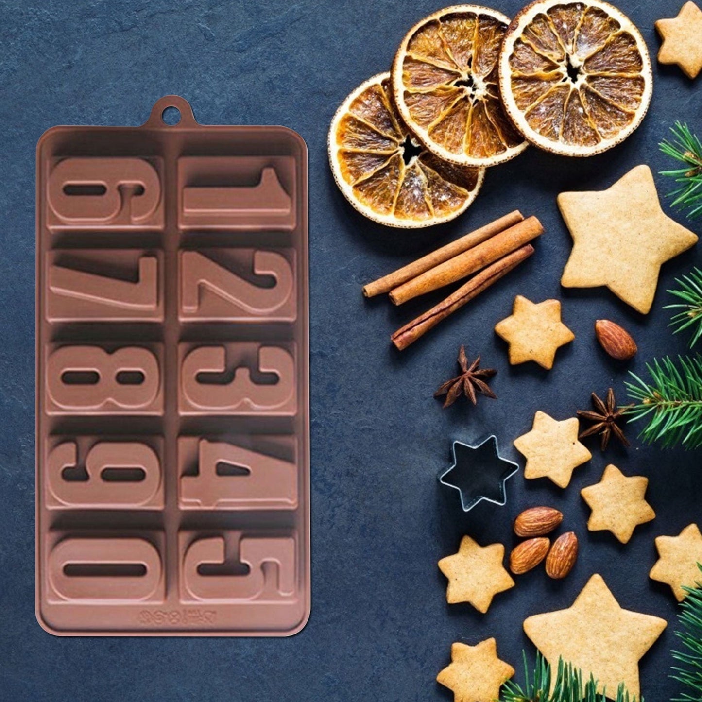Mini Silicone Molds, Number Molds, Happy Birthday Mold for Baking Biscuits, Cookie, Candy, Chocolate 2-Brown V1189-WXFWAL-20260319-00300
