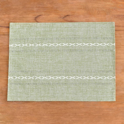 Sage Green Placemats Set of 4 - Washable Fabric Table Placemats, 35 x 48 cm V1189-WXFWAL-20260319-00306