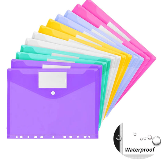 Tutuviw 12Pcs Binder Pockets for 2/3/4 Ring,11 Holes Binder Folders,Clear Document Folders,A4 Size Clear V1189-WXFWAL-20260319-00326