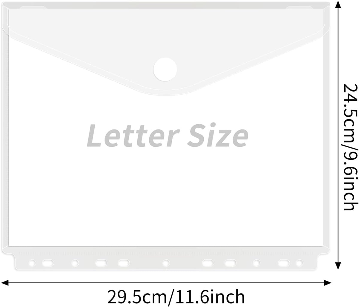 Tutuviw 12Pcs Binder Pockets for 2/3/4 Ring,11 Holes Binder Folders,Clear Document Folders,A4 Size Clear V1189-WXFWAL-20260319-00327
