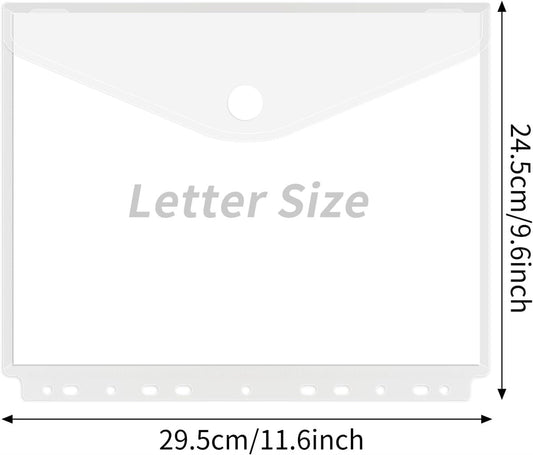Tutuviw 12Pcs Binder Pockets for 2/3/4 Ring,11 Holes Binder Folders,Clear Document Folders,A4 Size Clear V1189-WXFWAL-20260319-00327