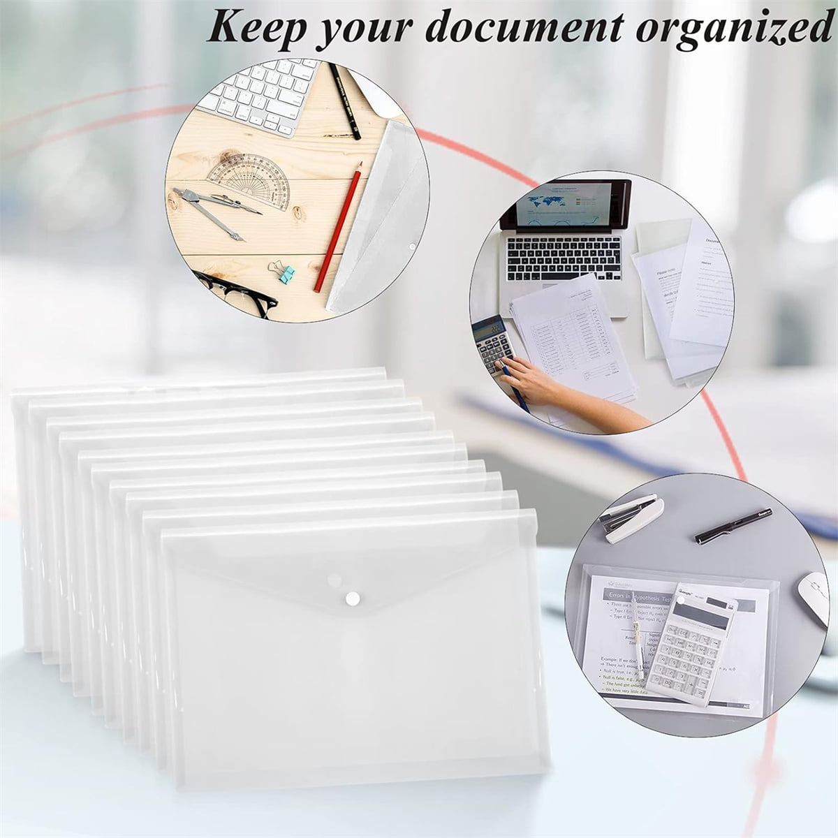 Tutuviw 12Pcs Binder Pockets for 2/3/4 Ring,11 Holes Binder Folders,Clear Document Folders,A4 Size Clear V1189-WXFWAL-20260319-00327