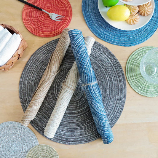 Round Placemats Set of 4, Cotton Woven Placemat Heat-Resistant Non-Slip Washable Table Mats for Dining Table V1189-WXFWAL-20260319-00345