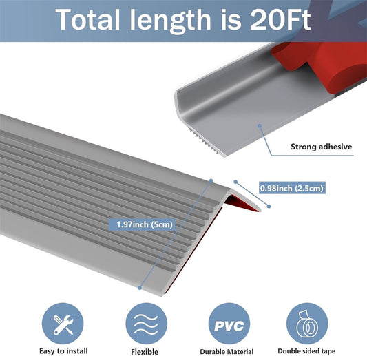 Vinyl Rubber Stair Nosing,Tutuviw Stair Edge Trim,Corner Guard,3 ft Self Adhesive Nose Molding Non-Slip V1189-WXFWAL-20260319-00367