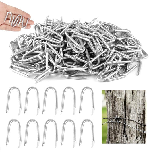 U Fence Staples,Tutuviw 100 Pcs 0.8 x 0.5in Galvanized U Shaped Nails,Steel Wire Fencing Staples,Heavy Duty V1189-WXFWAL-20260319-00376