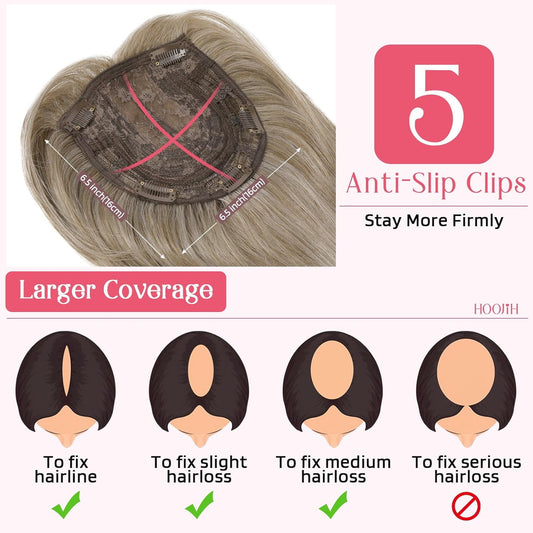 Long Layered Hair Topper with Bangs for Women with Thinning Hair, 14 Inch Slightly Curled Ends Synthetic V1189-WXFWAL-20260319-00413