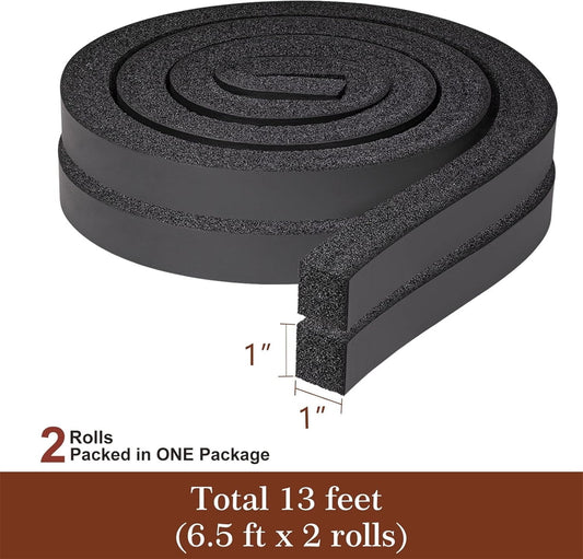 2 Roll 13FT Air Conditioner Foam Strip,Tutuviw 1 X 1 Inch Foam Weather Stripping,Non Adhesive Insulating V1189-WXFWAL-20260319-00417