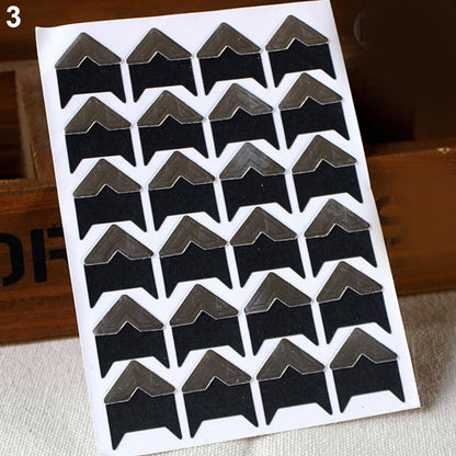 opvise 120Pcs Self-Adhesive Photo Frame Corner Sticker Craft Scrapbook Album Decor Silver Black V1189-WXFWAL-20260319-00426