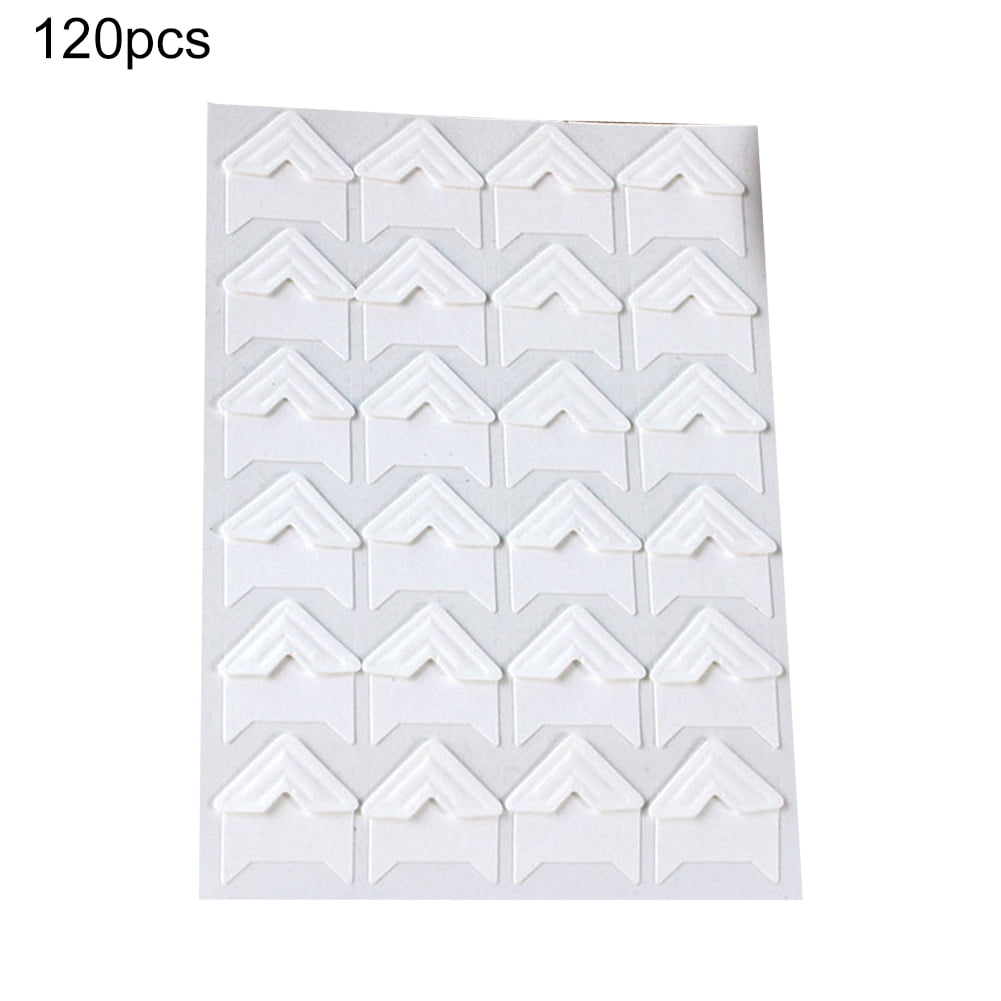 opvise 120Pcs Self-Adhesive Photo Frame Corner Sticker Craft Scrapbook Album Decor Silver White V1189-WXFWAL-20260319-00429