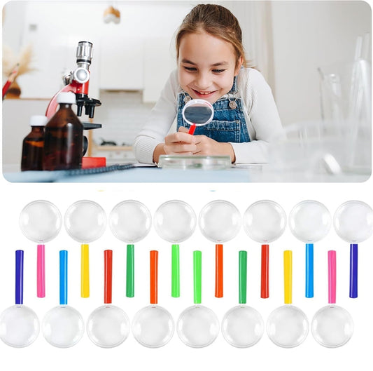 Tutuviw 20 Pcs Mini Plastic Magnifying Glass for Kids,4 Inch Bulk Colorful Hand Lens,Magnifier for Children V1189-WXFWAL-20260319-00430