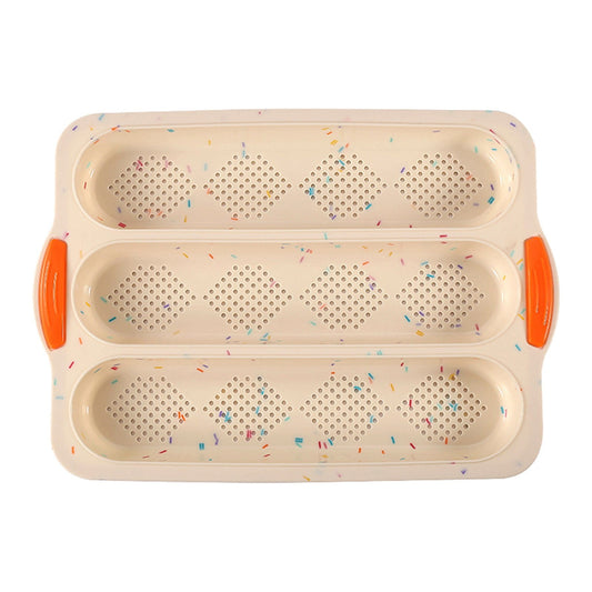 3-Slot French Bread Pan - Non Stick Silicone Baguette Mold for Hoagie, Sub Roll & Hot Dog Buns - Oven Safe V1189-WXFWAL-20260319-00456