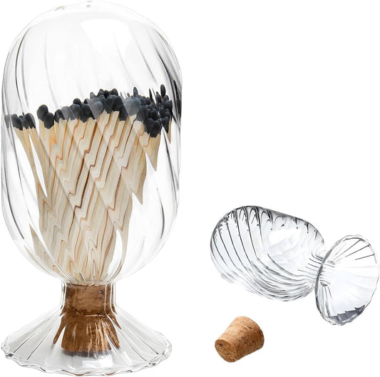 Empty Glass Helix Spiral Cloche Jar,Tutuviw Helix Shaped Glass Matches Cloche Decorative,Clear Decorative V1189-WXFWAL-20260319-00461