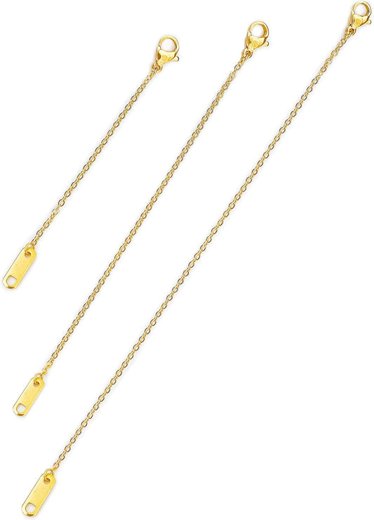 18k Gold Plated Necklace Extenders Delicate Necklace Extender Chain Set for Women 3 Piece Set, Extensions 2", V1189-WXFWAL-20260319-00465