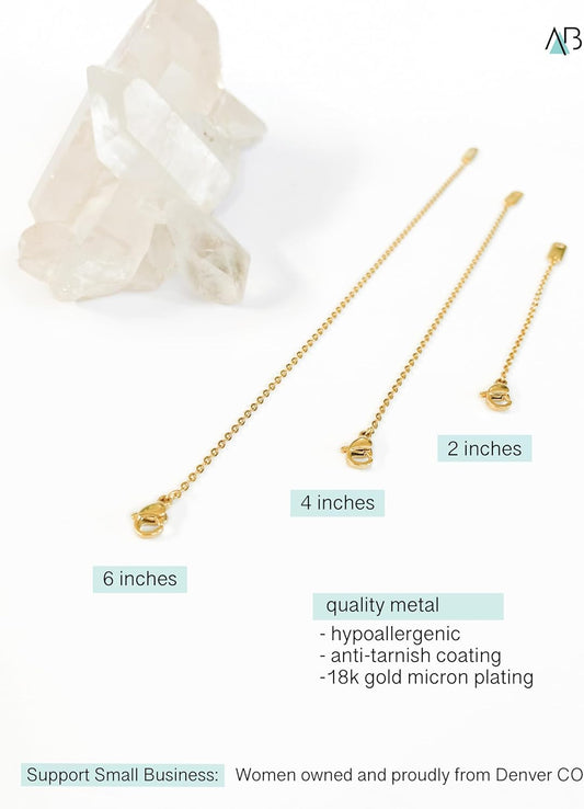 18k Gold Plated Necklace Extenders Delicate Necklace Extender Chain Set for Women 3 Piece Set, Extensions 2", V1189-WXFWAL-20260319-00465