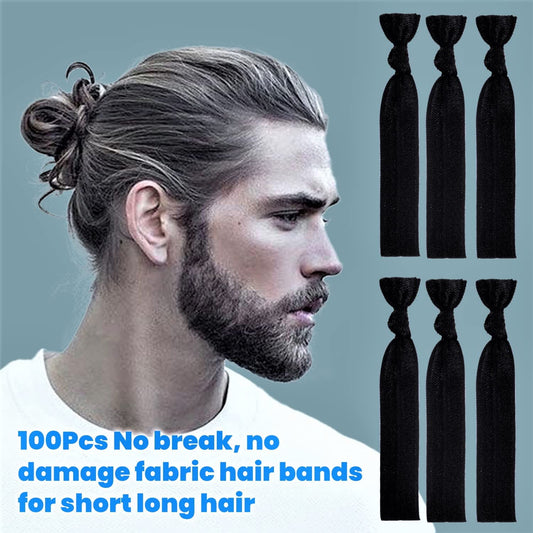 100pcs Men Hair Tie For Man Bun.Man Bands Hair Ties For Mens Long Hair Elastic Fabric Hair Ties Knotted Black V1189-WXFWAL-20260319-00467