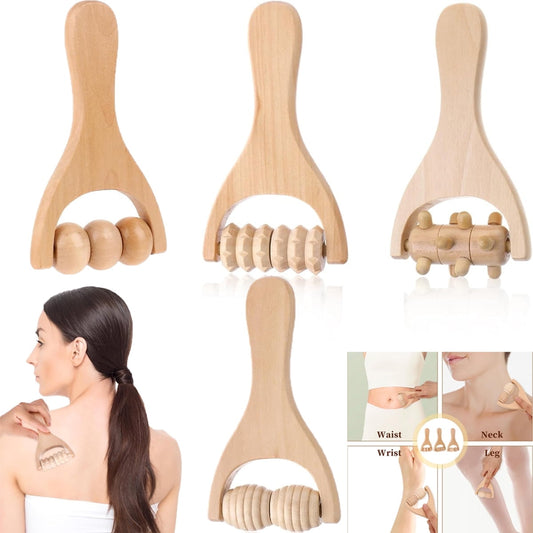 Wooden Massage Roller,Tutuviw 4 Pcs Portable Hand Roller Massagers,Wood Therapy Massages Roller Stick,Muscle V1189-WXFWAL-20260319-00469