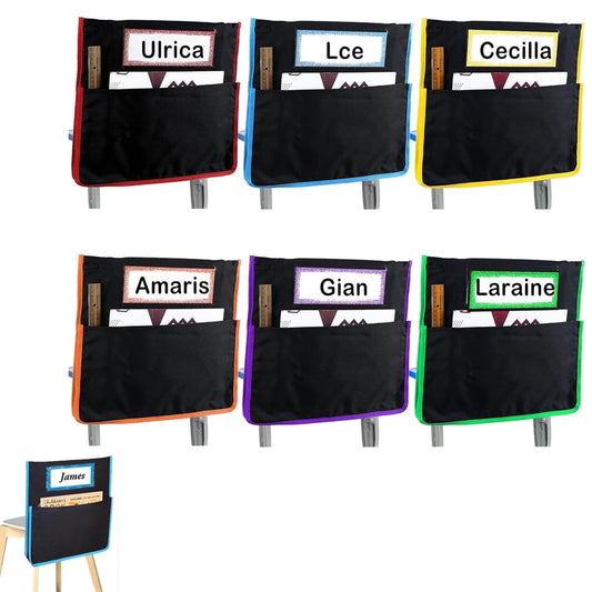 Tutuviw Seat Sack,6 Pcs Chair Storage Pocket for Classroom,Heavy Duty Chairback Pockets with Name Tags,Chart V1189-WXFWAL-20260319-00474